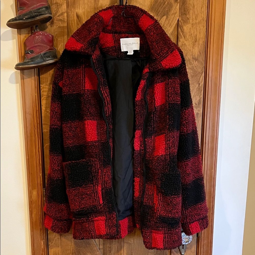 Carolina Belle Red and Black Textured Jacket
